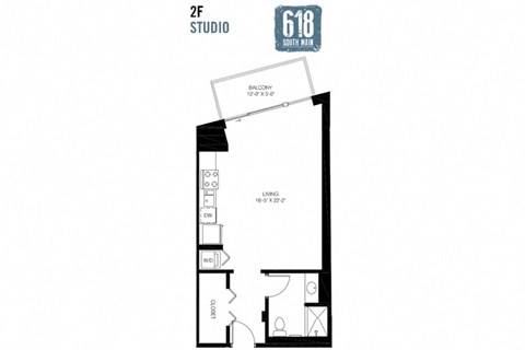 Studio 555 sq. ft.